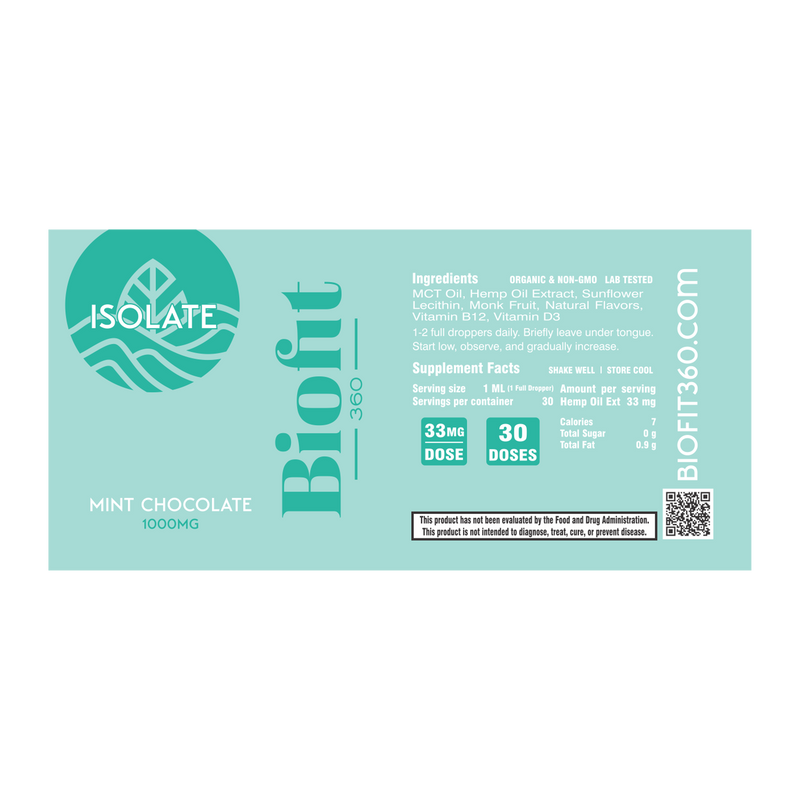 All Natural CBD Oil Isolate | 1000mg | Orange Cream & Mint Chocolate - BioFit 360 CBD