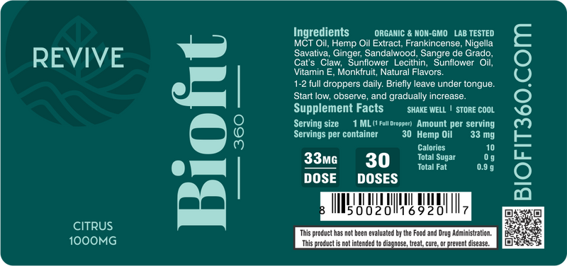 Revive Full Spectrum CBD Oil | 1000mg | Citrus - BioFit 360 CBD