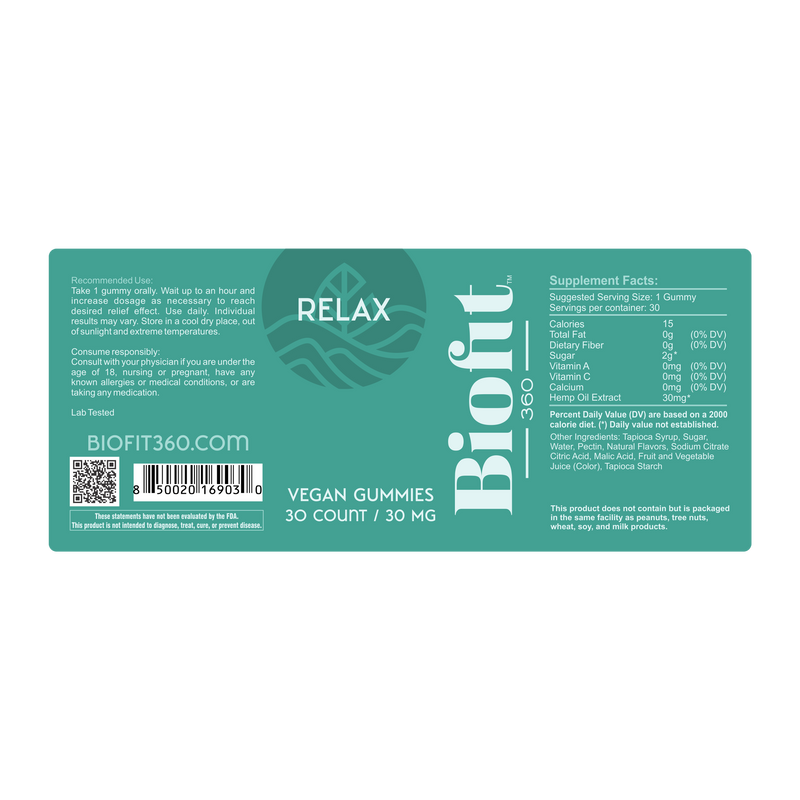 Relax Gummies - Vegan CBD Gummies - BioFit 360 CBD